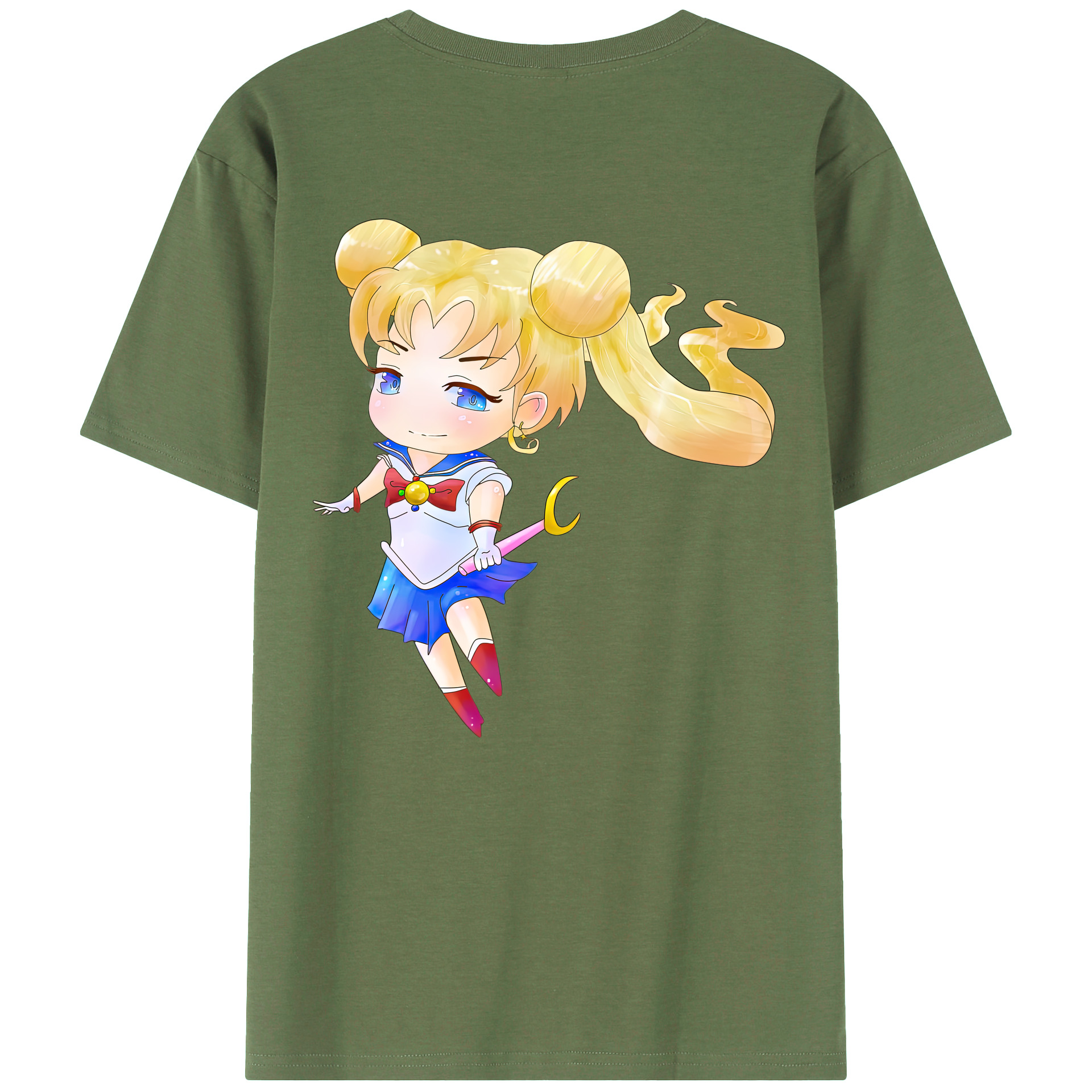 （画像用） 美少女戦士セーラームーン 愛野 美奈子 あいの みなこ Sailor Moon Aino Minako 綿100％ メンズ半袖Tシャツ（バックプリント） 通気性